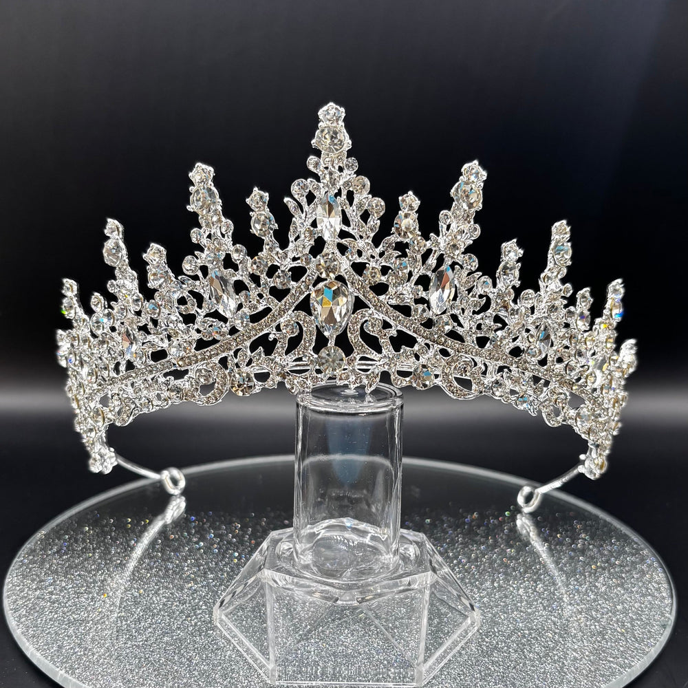 Silver Wedding Tiara with Crystals, Bridal Headdress TT1021