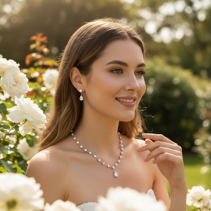 Starlet Bridal Jewellery Set – Elegant Crystal Wedding Necklace & Earrings