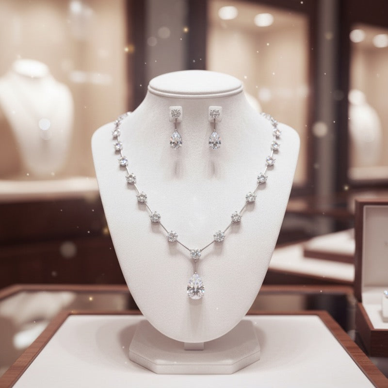 Starlet Bridal Jewellery Set – Elegant Crystal Wedding Necklace & Earrings
