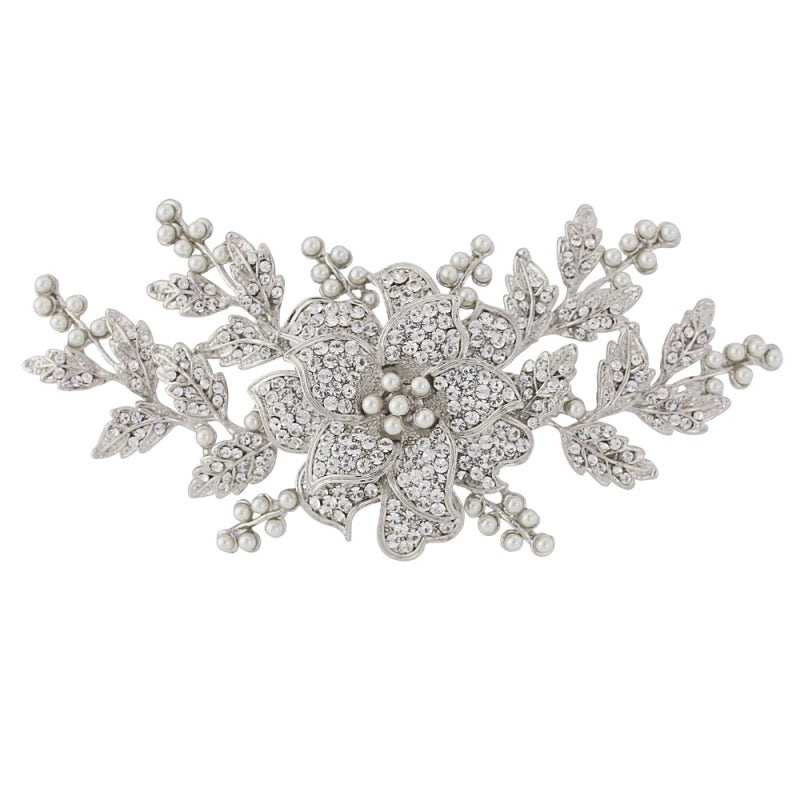 Vintage Inspired Floral Headpiece with Crystals and Pearls