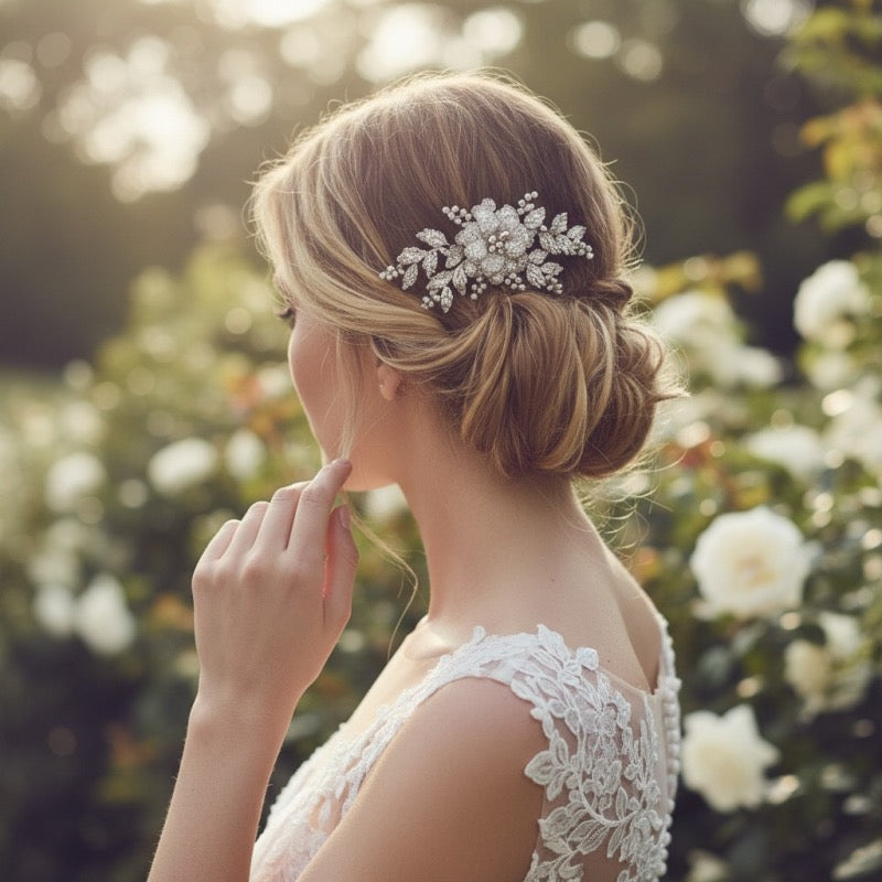 Vintage Inspired Floral Headpiece with Crystals and Pearls