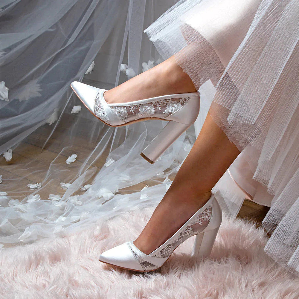 Wedding Shoes, Ivory Satin & Lace, Perfect Bridal, Skyla, Size 4 ***SALE***