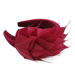 Wine Feather Fascinator Headband, Race Day Headpiece, Mother of The Bride Headdress, A9656