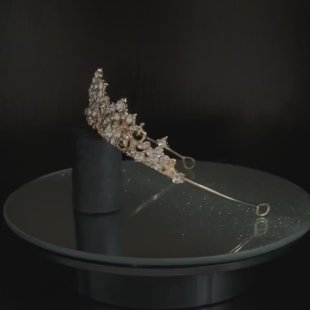 
            
                Load and play video in Gallery viewer, Gold Crystal Wedding Tiara, Brides and Bridesmaids, 9938
            
        