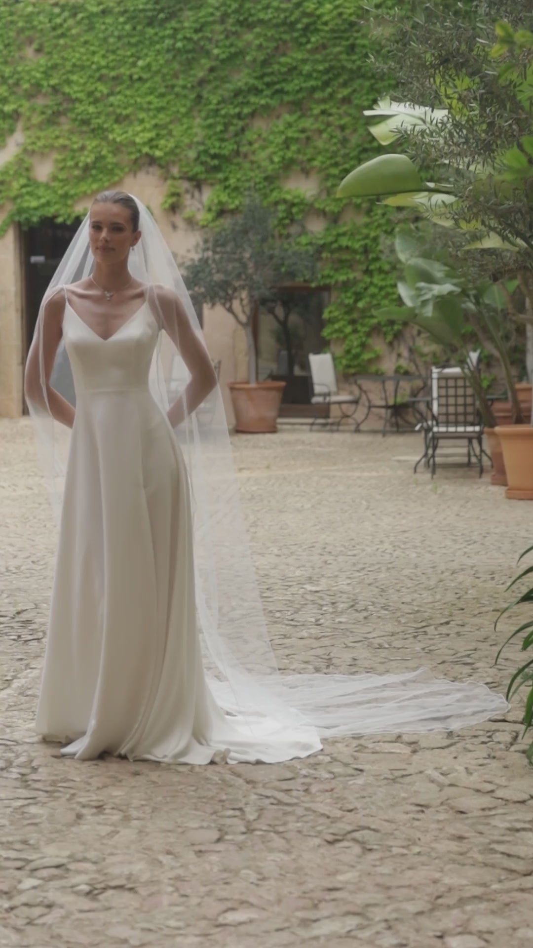 Glitter Tulle Cathedral Wedding Veil with Glass Bead Edge