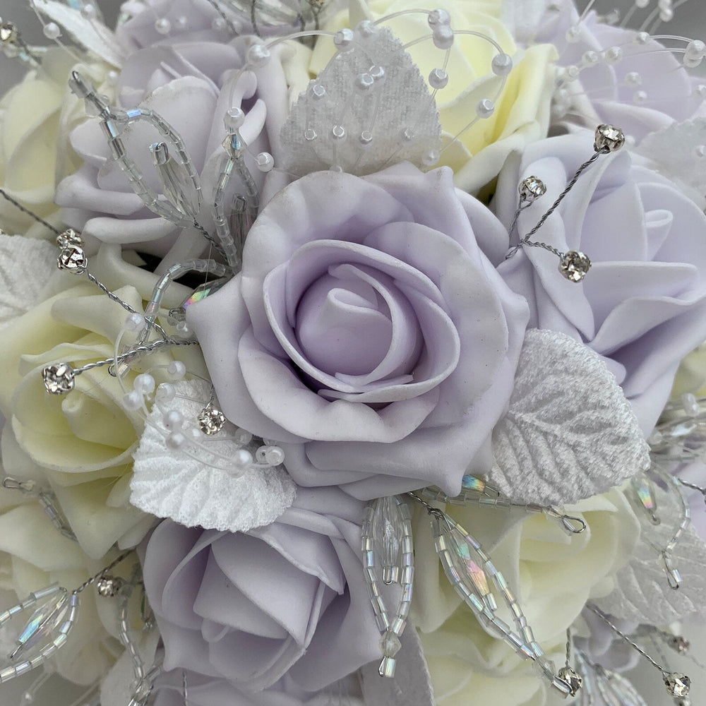 
            
                Load image into Gallery viewer, Artificial Bridal Bouquet, Lilac &amp;amp; Lemon Wedding Flowers, Wedding Bouquet, FL25
            
        