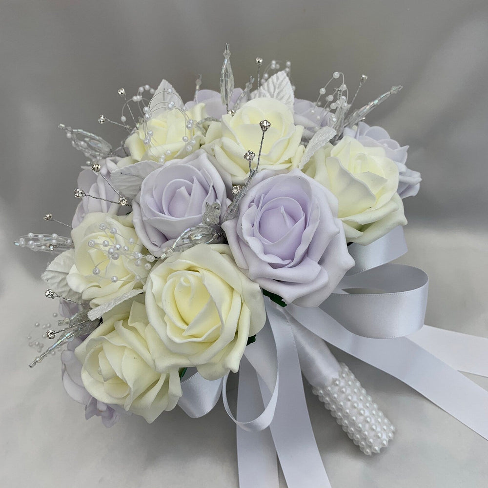 Artificial Bridal Bouquet, Lilac & Lemon Wedding Flowers, Wedding Bouquet, FL25