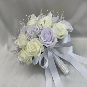 Artificial Bridal Bouquet, Lilac & Lemon Wedding Flowers, Wedding Bouquet, FL25