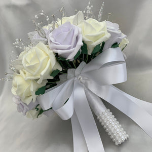 
            
                Load image into Gallery viewer, Artificial Bridal Bouquet, Lilac &amp;amp; Lemon Wedding Flowers, Wedding Bouquet, FL25
            
        