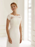 Bianco Evento Brides Lace Bolero, Wedding Dress Cover Up, Ivory E209