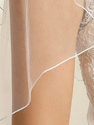 
            
                Load image into Gallery viewer, Bianco Evento Cathedral Length Two Tier Wedding Veil, Corded Edge, Ivory Tulle S143
            
        