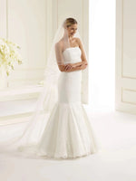 Bianco Evento Cathedral Length Two Tier Wedding Veil, Satin Edge, Ivory Tulle S146