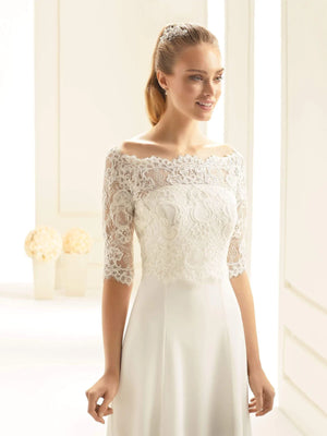 Bianco Evento Ivory Lace Bolero, Wedding Dress Cover Up, Bridal Lace Top E255