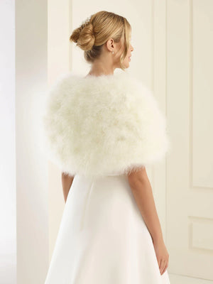Bianco Evento Marabou Feather Bridal Cape, Ivory or White, Wedding Dress Cover Up E184