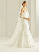 Bianco Evento Two Tier Bridal Cathedral Veil Lace Edge S285