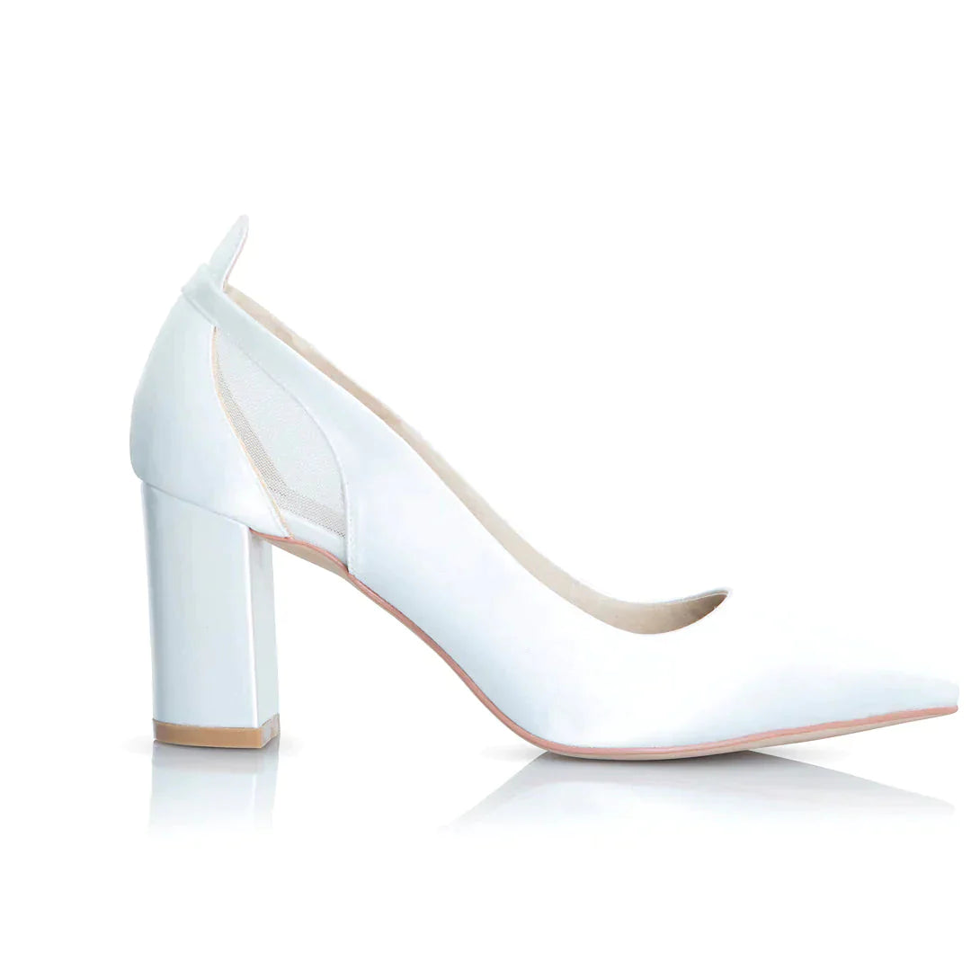 Block Heel Wedding Shoe, Ivory Satin, By Perfect Bridal, Layla, SIZE 6 **SALE**