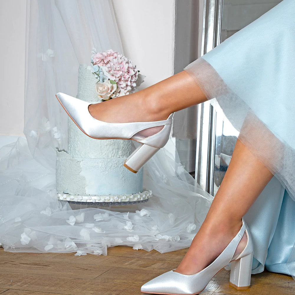 Block Heel Lace Wedding Shoes | Wedding Shoes For Ivory Lace Dress –  Beautifully Handmade UK