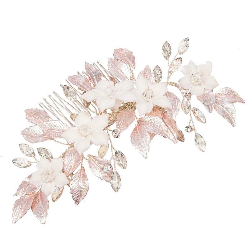 
            
                Load image into Gallery viewer, Blush Bridal Hair Comb, Blush Pink Leaves ***SALE***7453
            
        