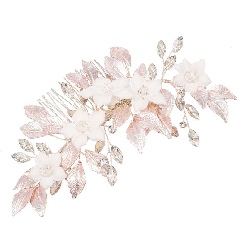 
            
                Load image into Gallery viewer, Blush Bridal Hair Comb, Blush Pink Leaves ***SALE***7453
            
        