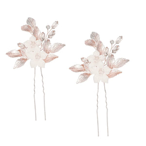 Blush Pink Bridal Hair Pins with Crystals, 7454