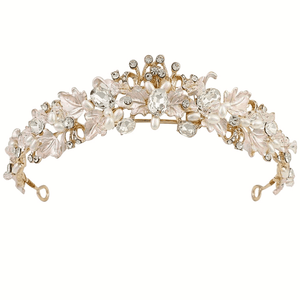 Blush Pink Bridal Headpiece with Crystals & Pearls, Wedding Tiara A9384