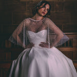 Bridal Cape Ivory Tulle Embellished with Pearls PBC3002
