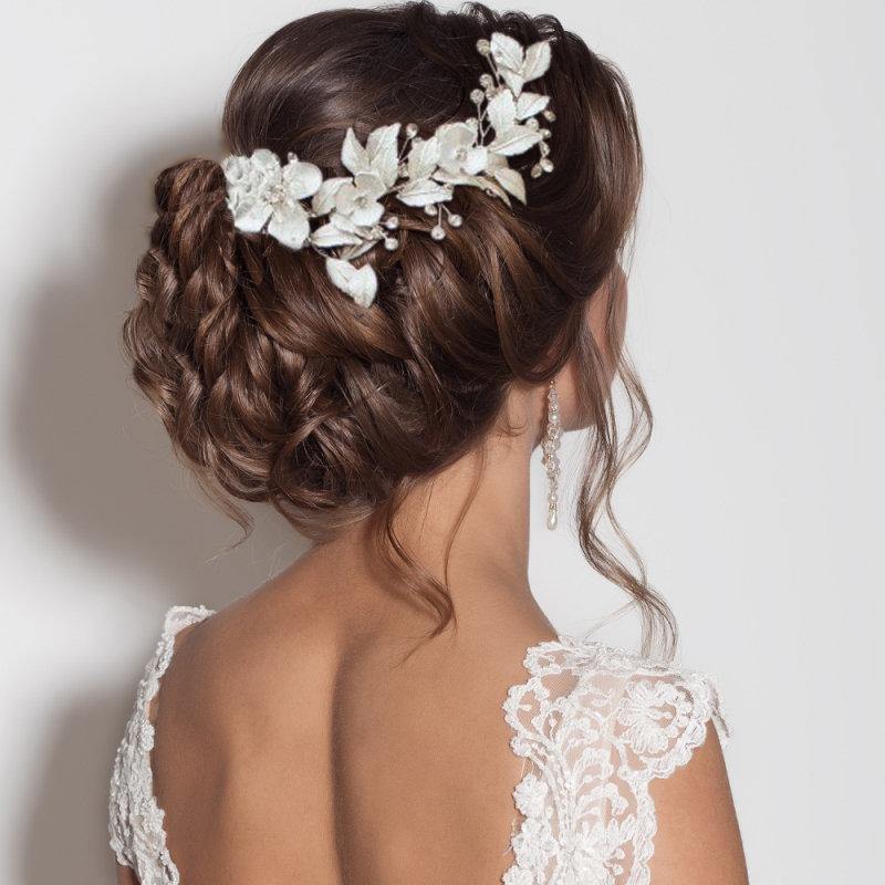 Bridal Hair Vine, Blush Pink or Silver,