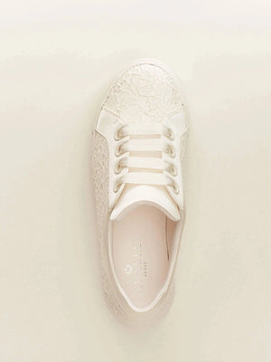Bridal Sneakers in Ivory Satin and Lace, ZOE