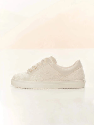 Bridal Sneakers in Ivory Satin and Lace, ZOE