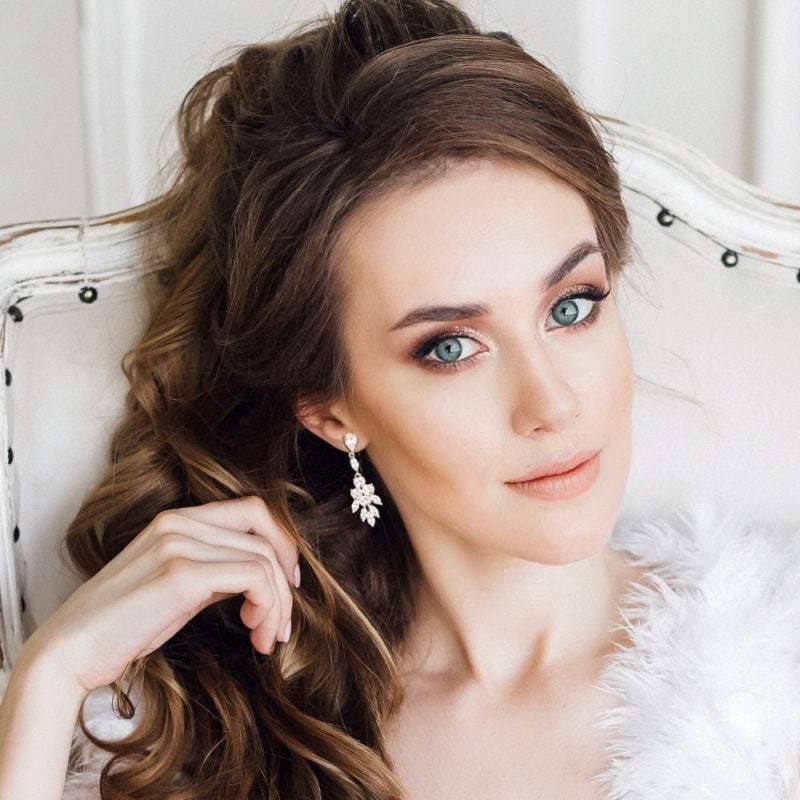 Brides Chic Crystal Wedding Earrings, Silver 7324 - Topknot Tiaras & Veils