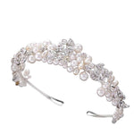 Brides, Bridesmaids Vintage Sparkle Headband, Clear Crystals, Ivory Pearls, Tiara 7261