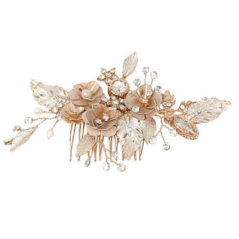 
            
                Load image into Gallery viewer, Brides Blush Pink Hair Comb with Crystals &amp;amp; Pearls, 6088
            
        
