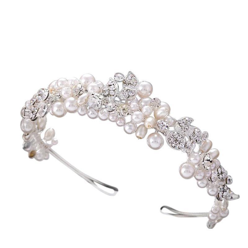 Brides, Bridesmaids Vintage Sparkle Headband, Clear Crystals, Ivory Pearls, Tiara 6