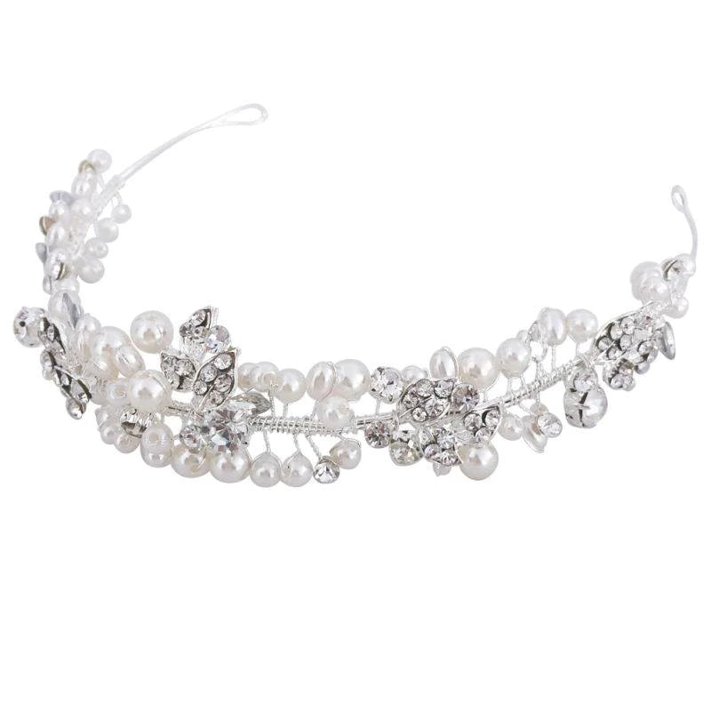 Brides, Bridesmaids Vintage Sparkle Headband, Clear Crystals, Ivory Pearls, Tiara 6