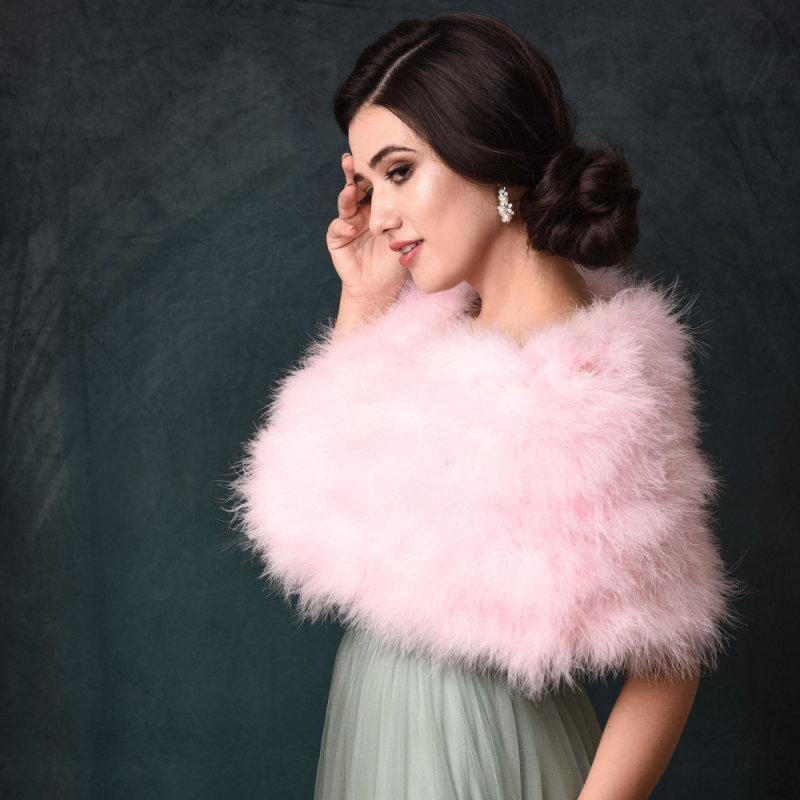 
            
                Load image into Gallery viewer, Brides Candy Floss Pink Marabou Feather Wrap, Vintage Shrug, Stole 46
            
        