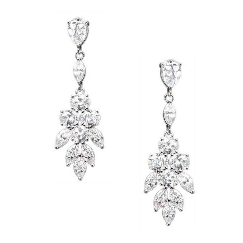 Brides Chic Crystal Wedding Earrings, Silver 7324