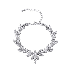 Brides Crystal Jewellery Set, Necklace, Earrings, Bracelet, Hair Clip, TT101