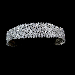 Brides Crystal Starlet Headband, Silver Bridal Headdress 7675