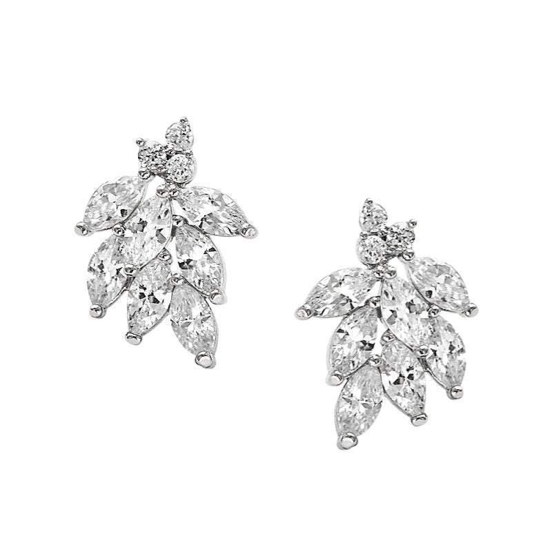 Brides Crystal Wedding Earrings, Silver 6054