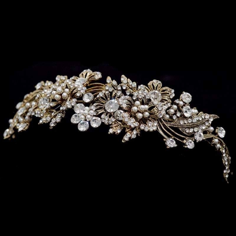 
            
                Load image into Gallery viewer, Brides Crystal and Pearl Wedding Tiara, 1083
            
        