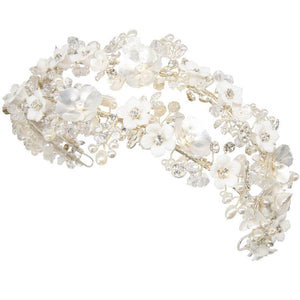 
            
                Load image into Gallery viewer, Brides Exquisite Floral Headband, Porcelain Flowers, Crystals 7581
            
        
