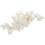 Brides Floral Hair Comb, Ivory Flowers and Pearls, 9800