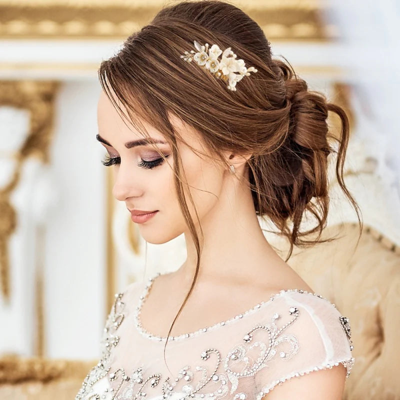 Brides Gold Floral Hair Comb, Vintage Inspired, A7304