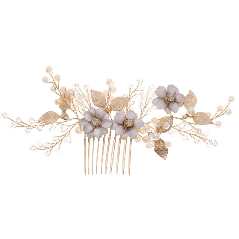 Brides Gold Floral Hair Comb, Vintage Inspired, A7920