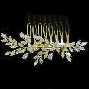 Brides Gold Hair Comb with Crystal, A7895