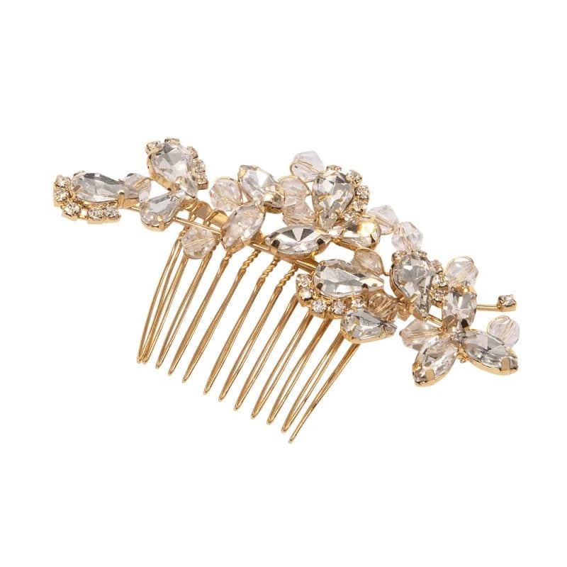 Brides Gold Hair Comb with Crystal, A9753