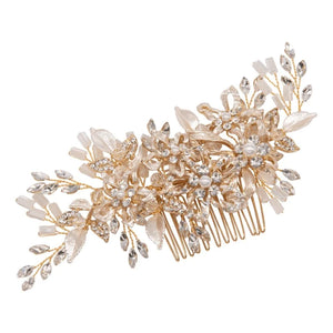 
            
                Load image into Gallery viewer, Brides Gold Hair Comb with Crystals and Pearls, A6038
            
        