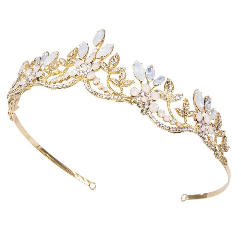 
            
                Load image into Gallery viewer, Brides Gold Wedding Tiara with Crystals, 7611
            
        