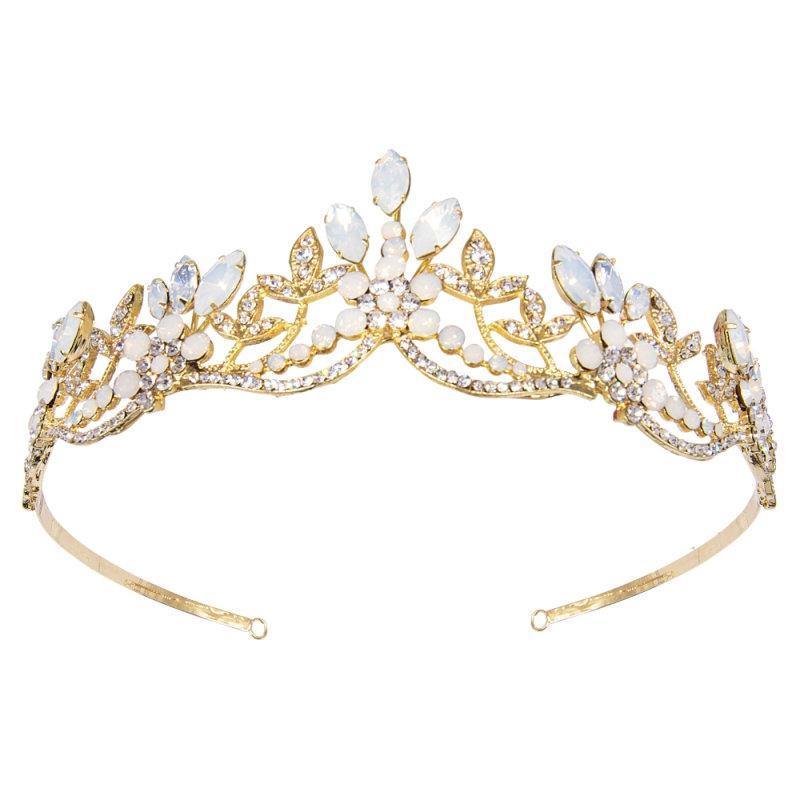 
            
                Load image into Gallery viewer, Brides Gold Wedding Tiara with Crystals, 7611
            
        