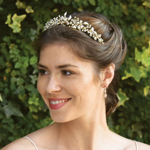 
            
                Load image into Gallery viewer, Brides Gold Wedding Tiara with Crystals, HOLLIE
            
        